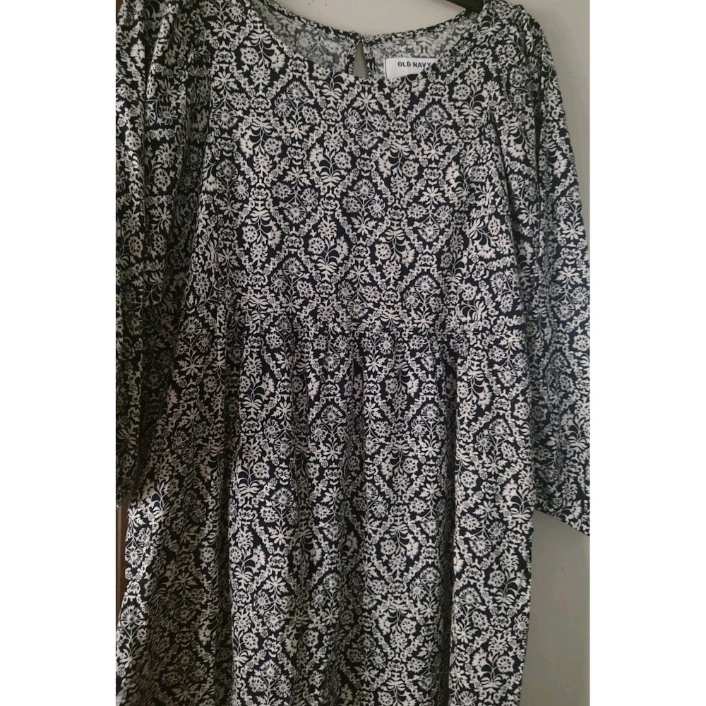 Old Navy XXL(16) Women's Mid sleeve‎ Mini Swing Dress Navy&White
